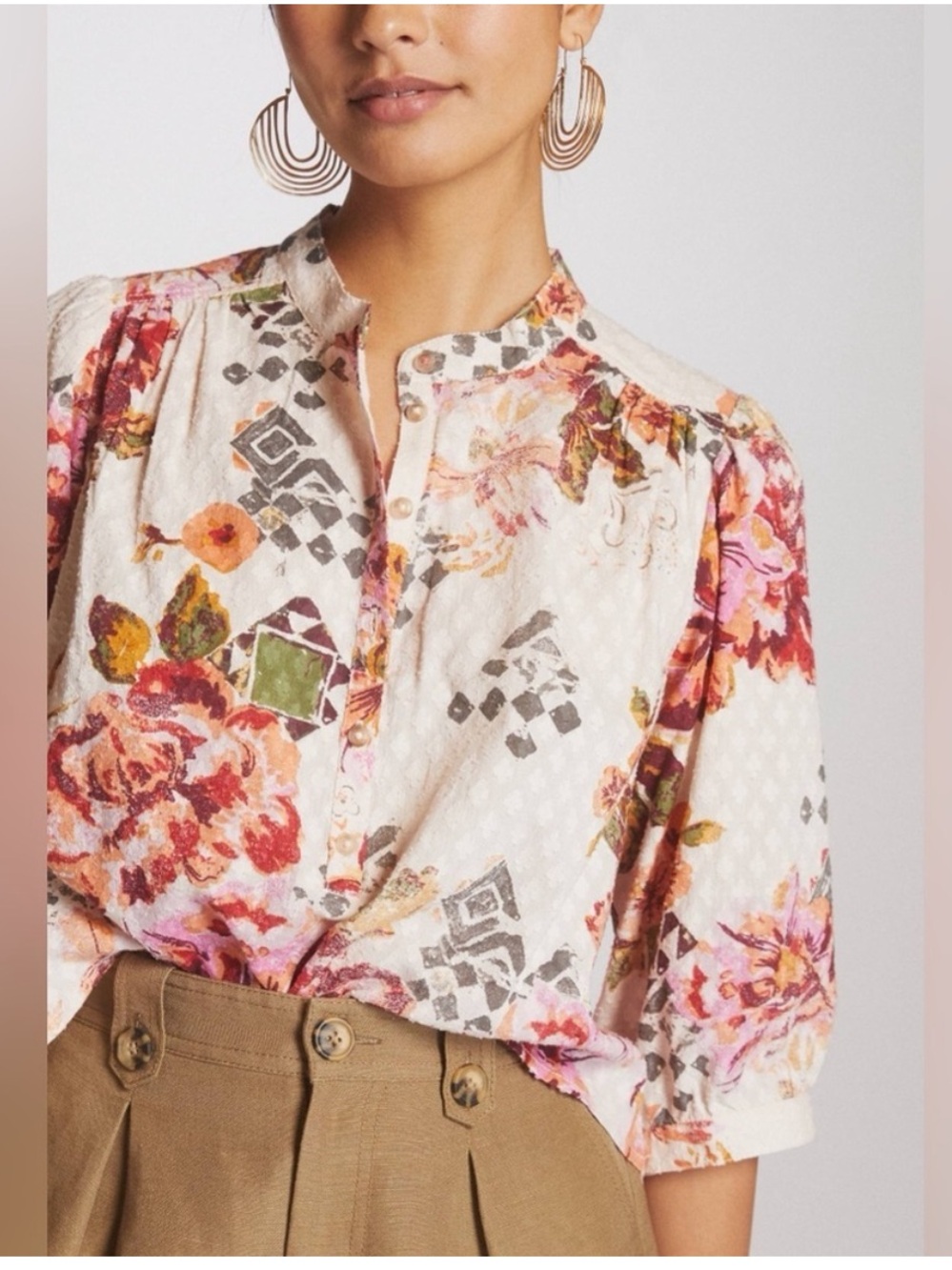 Pilcro Anthropologie Cropped Surf Blouse Medium